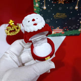 Scatola Portagioielli Babbo Natale in Velluto, Portaoggetti Natalizio per Anelli, Orecchini e Collane, Rosso e Bianco