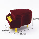 Portagioie a Forma di Pianoforte in Velluto Bordeaux, Astuccio Elegante per Anelli e Collane, 69x53x52mm, con Piedini Dorati