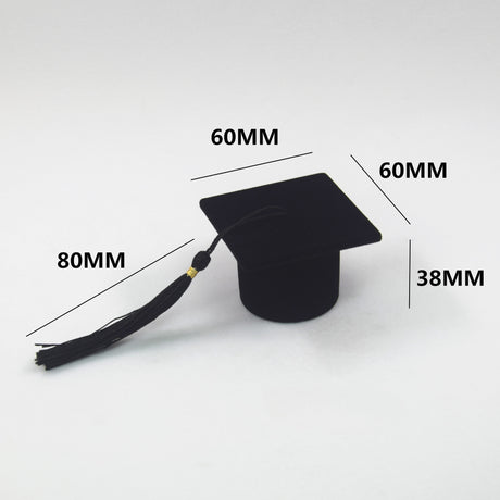 Scatola Porta Anello Cappello di Laurea in Velluto Nero con Nappa, Astuccio Porta Gioielli a Forma di Tocco, 60x60x38mm, Regalo per Laurea e Fidanzamento