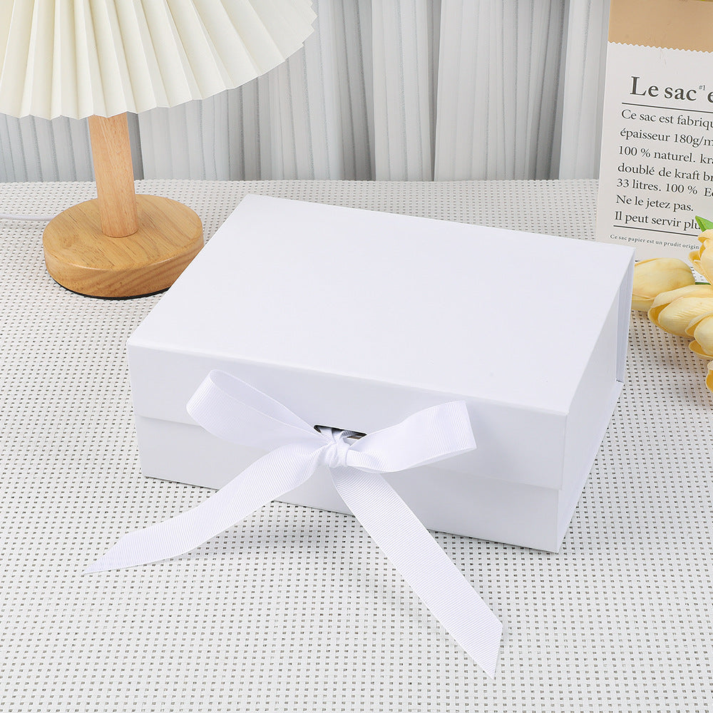 Scatola Regalo di Lusso con Coperchio Magnetico, Box Rigido 33 * 25 * 12.5cm con Nastro Colore Bianco