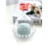 Mini Cupola in Vetro Trasparente con Vassoio Decorato – Mini Campana in Vetro per Dolci, Bomboniere, Fiori Preservati, Decorazioni Tavola, Regali