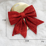 Fiocchi Natalizi Decorativi Glitterati – Set da 5 Pezzi, 3 Colori Assortiti, 20×17 cm, Decorazioni per Albero di Natale, Regali e Addobbi Festivi