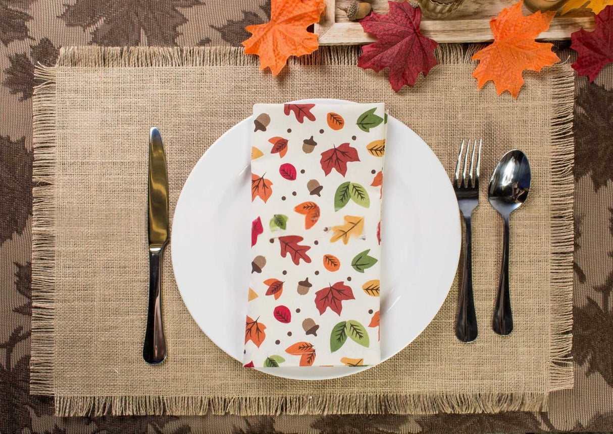 Set 6 Tovagliette Americane in Juta Naturale con Frange, 45x30 cm, Tema Naturale, Stile Rustico