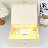 Scatola Regalo di Lusso con Coperchio Magnetico, Box Rigido 33 * 25 * 12.5cm con Nastro Colore Avorio