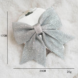 Fiocchi Natalizi Decorativi Glitterati – Set da 5 Pezzi, 3 Colori Assortiti, 20×17 cm, Decorazioni per Albero di Natale, Regali e Addobbi Festivi