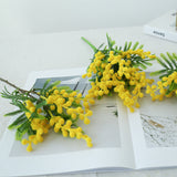 Ramo di Mimosa Artificiale 36 cm, Fiore Finto Giallo per Decorazione Casa, Vaso e Festa della Donna