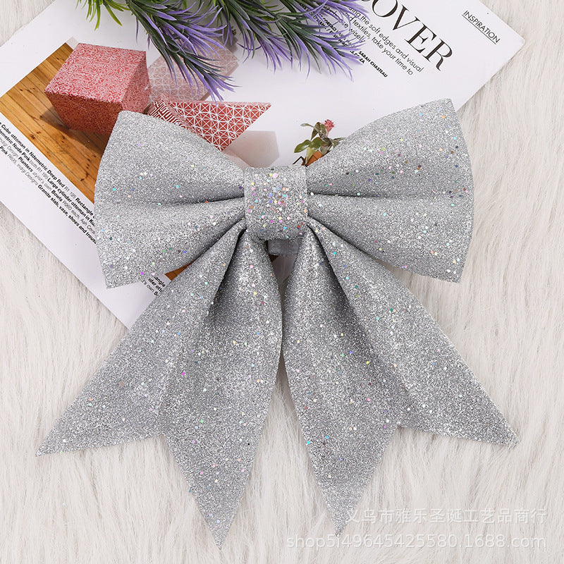 Fiocchi Natalizi Decorativi Glitterati – Set da 5 Pezzi, 3 Colori Assortiti, 20×17 cm, Decorazioni per Albero di Natale, Regali e Addobbi Festivi