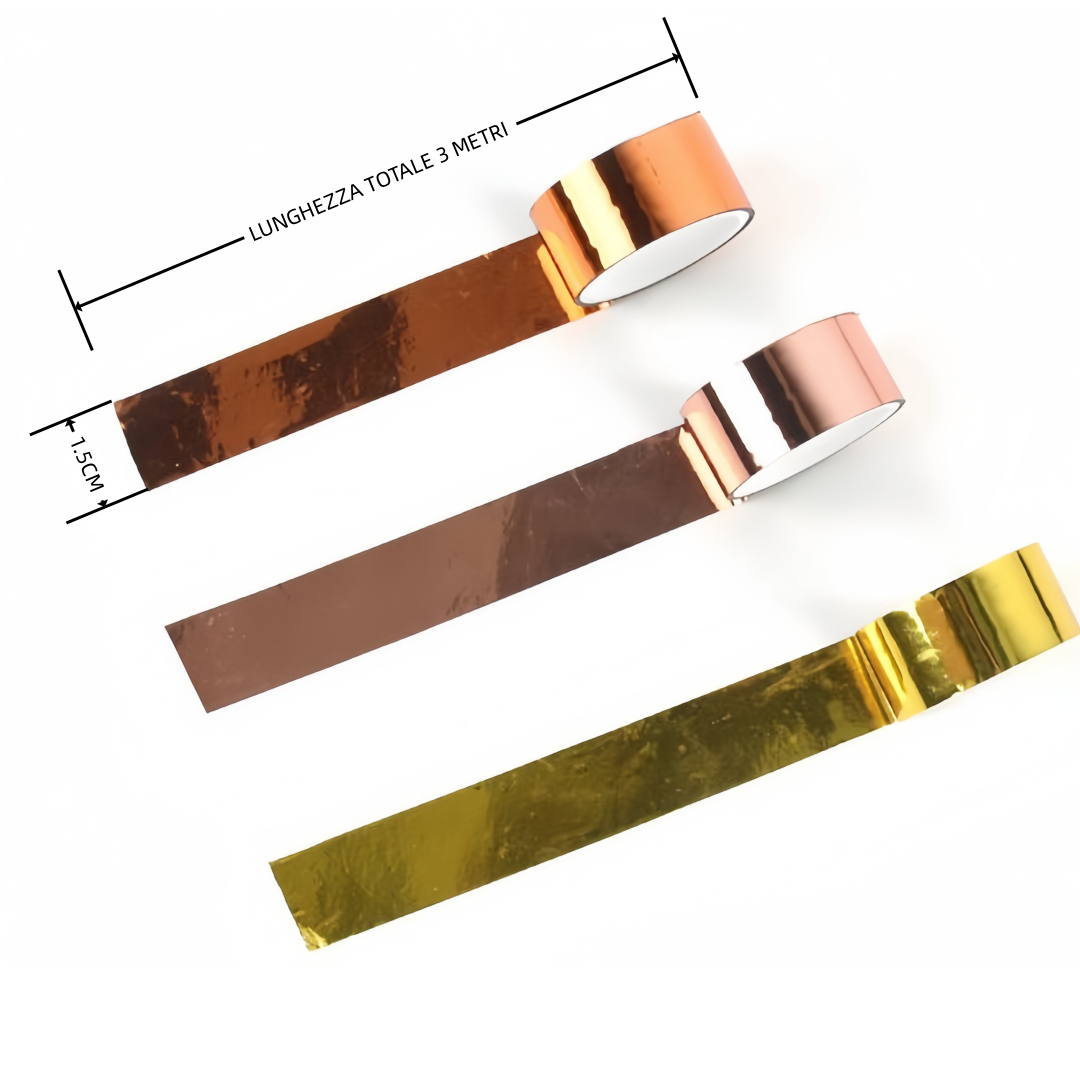 3 rotoli di nastro adesivo colorato Painting tape, fai da te decorazione Scrapbooking Toni metallizzati di oro, bronzo e rame