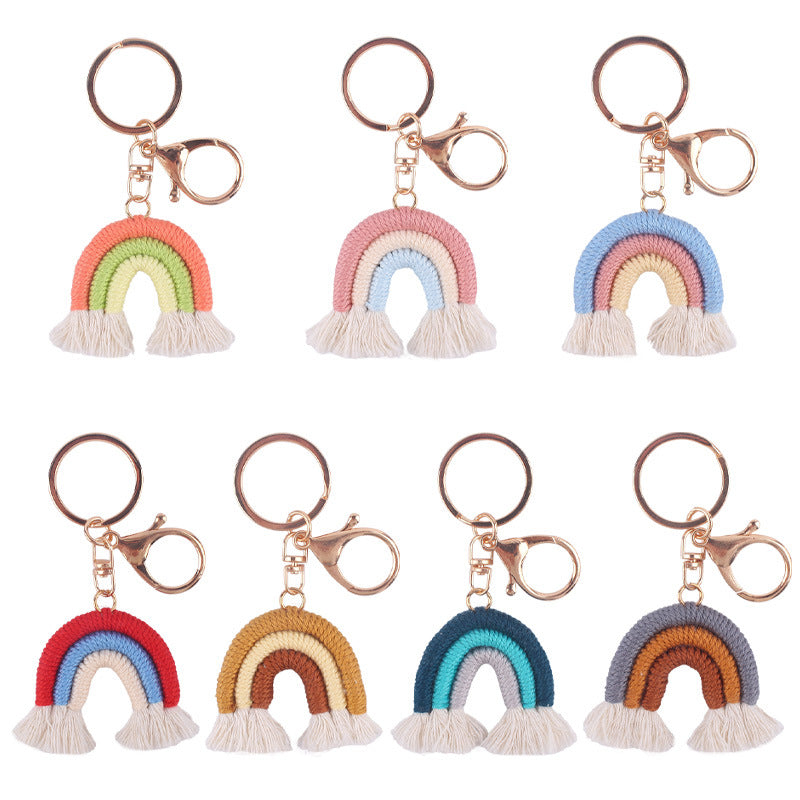 Portachiavi Pendente Arcobaleno Macrame Tessuto a Mano