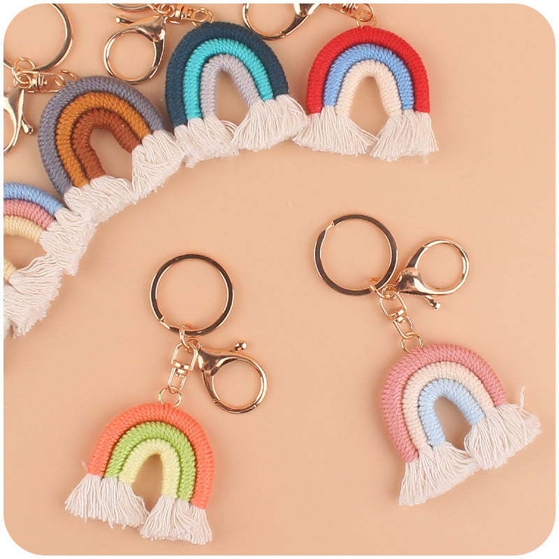 Portachiavi Pendente Arcobaleno Macrame Tessuto a Mano