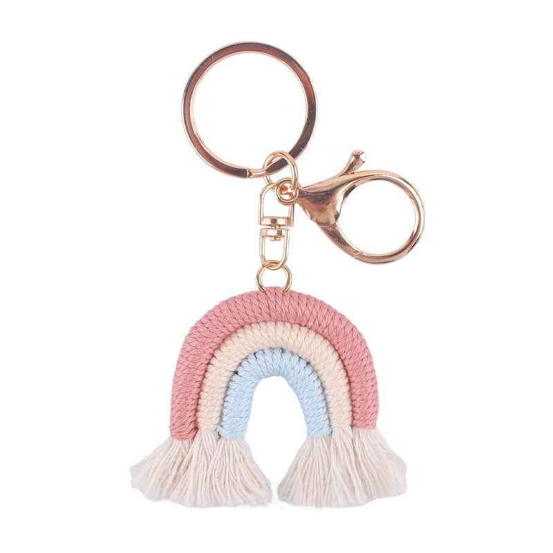 Portachiavi Pendente Arcobaleno Macrame Tessuto a Mano