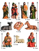 Set Presepe Natività 10 Pezzi in Resina – Statue e Figure per Decorazioni Natalizie, Completo di Re Magi, Maria, Giuseppe, Gesù Bambino e Animali