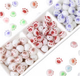 50 Perline Acriliche a Forma di Zampa di Gatto, Colori Assortiti