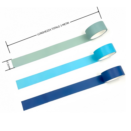 3 rotoli di nastro adesivo colorato Painting tape, fai da te decorazione Scrapbooking Toni del blu e dell'azzurro