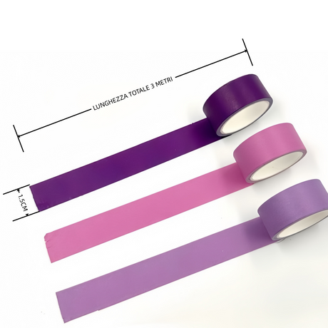 3 rotoli di nastro adesivo colorato Painting tape, fai da te decorazione Scrapbooking Toni del viola e del lilla