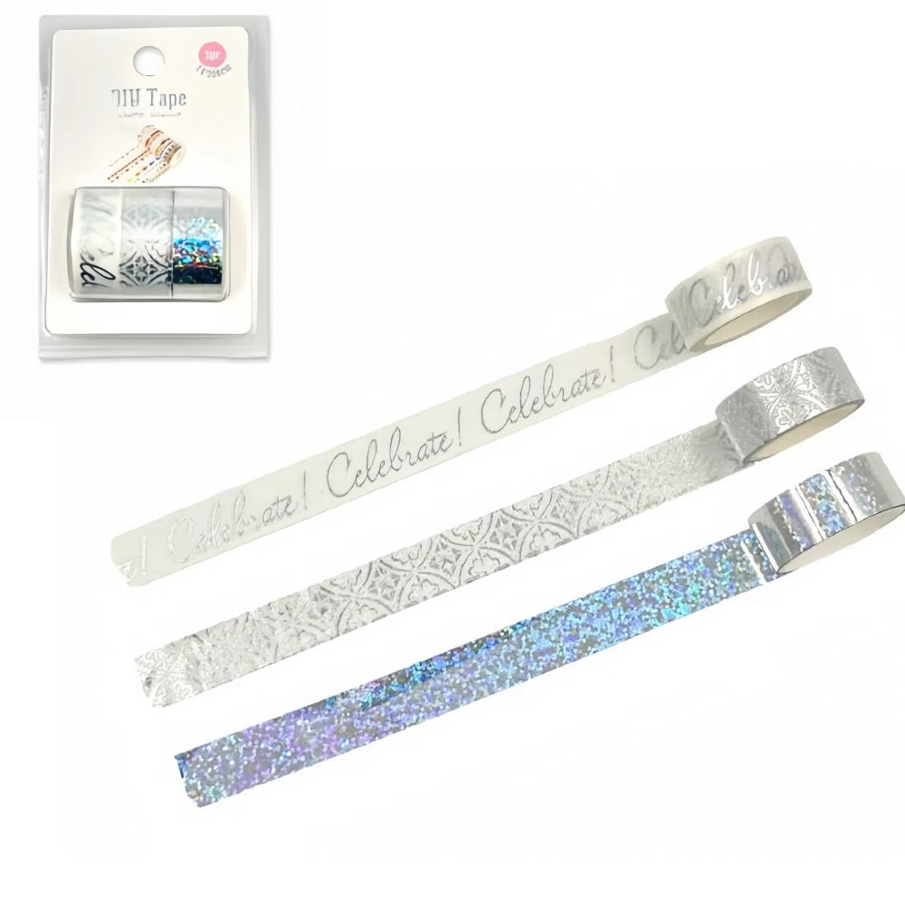 3 rotoli di nastro adesivo colorato Painting tape, fai da te decorazione Scrapbooking Toni argentati e scintillanti