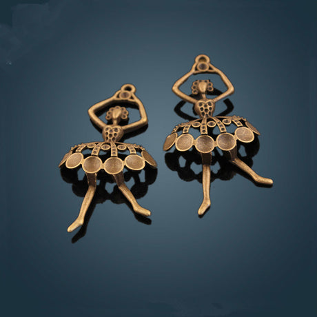 20 PEZZI ACCESSORI CIONDOLI BALLERINA VINTAGE FAI DA TE APPLICAZIONE