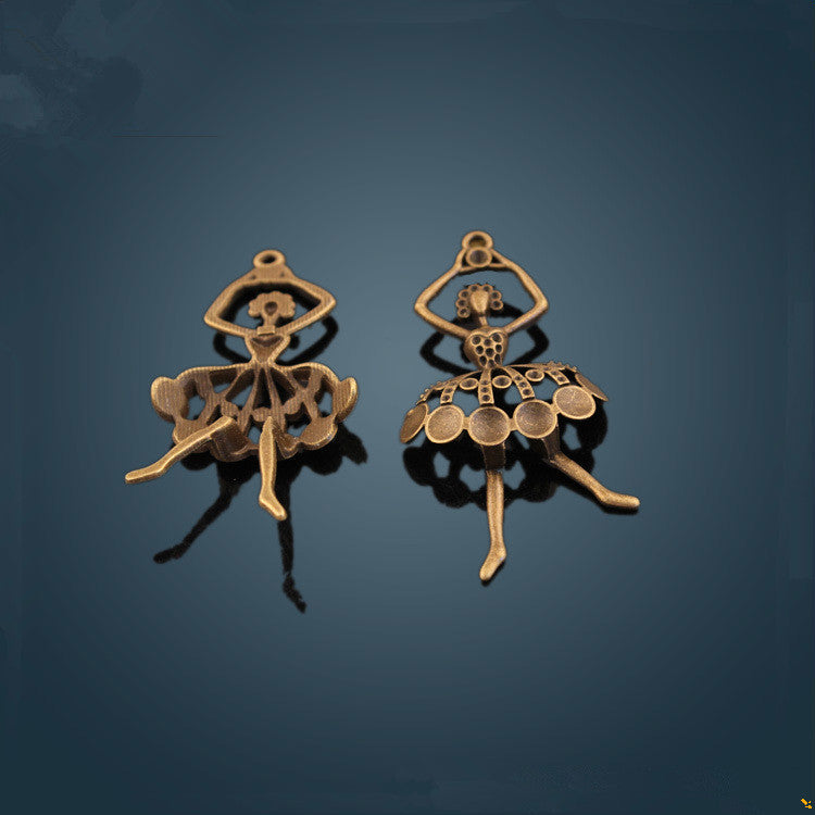 20 PEZZI ACCESSORI CIONDOLI BALLERINA VINTAGE FAI DA TE APPLICAZIONE