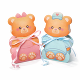 50 Pezzi Portaconfetti Orsetto Carino Cartoncino con Nastro, Bomboniere Nascita e Battesimo, Scatoline Caramelle per Baby Shower, Compleanno e Eventi
