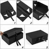 Scatola Regalo di Lusso con Coperchio Magnetico, Box Rigido 33 * 25 * 12.5cm con Nastro Colore Nero