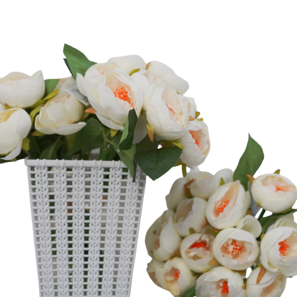 1 mazzo di fiore artificiale 19 teste di seta fiori finti per la decorazione colore Bianco
