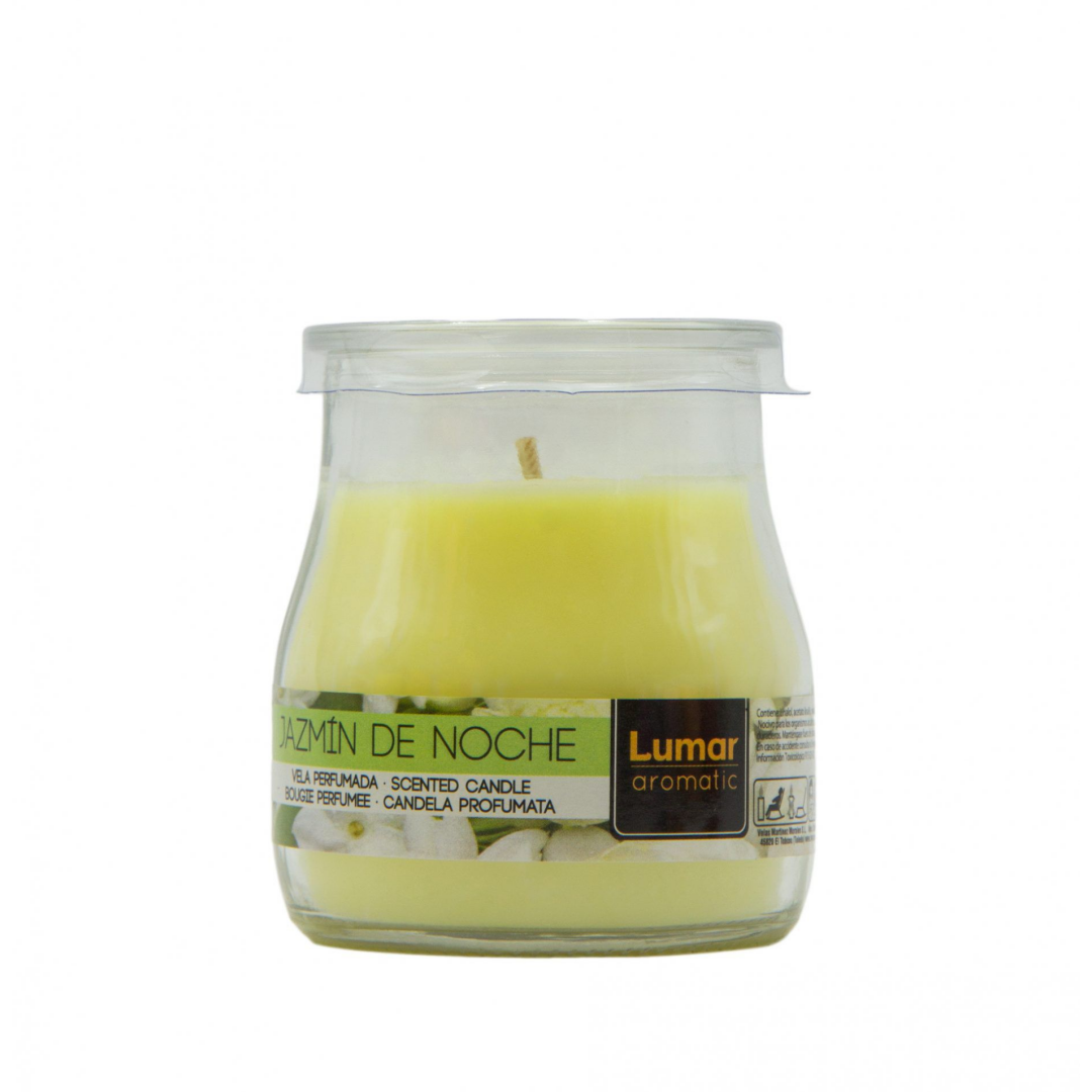 Candela profumata in vasetto vetro forma yogurt 100g (Gelsomino notturno)