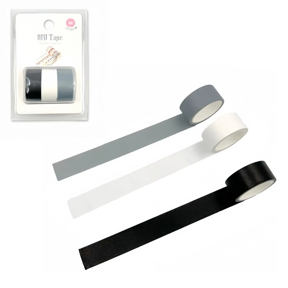 3 rotoli di nastro adesivo colorato Painting tape, fai da te decorazione Scrapbooking Toni del bianco, grigio e nero