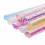 10 Rotoli di Cellophane Trasparente con Fantasie Colorate – 70cm x 2m ciascuno – Pellicola Decorativa per Regali, Fiori, Feste e Artigianato