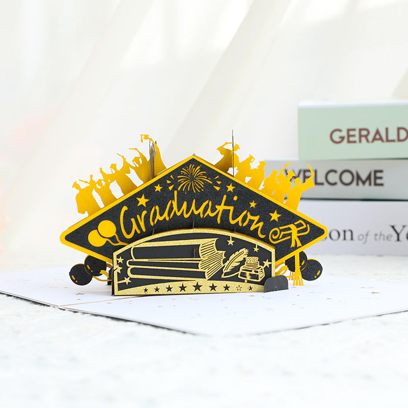 Biglietto auguri laurea pop up 3D diploma maturità Congratulazione Addobbi Cerimonia Università