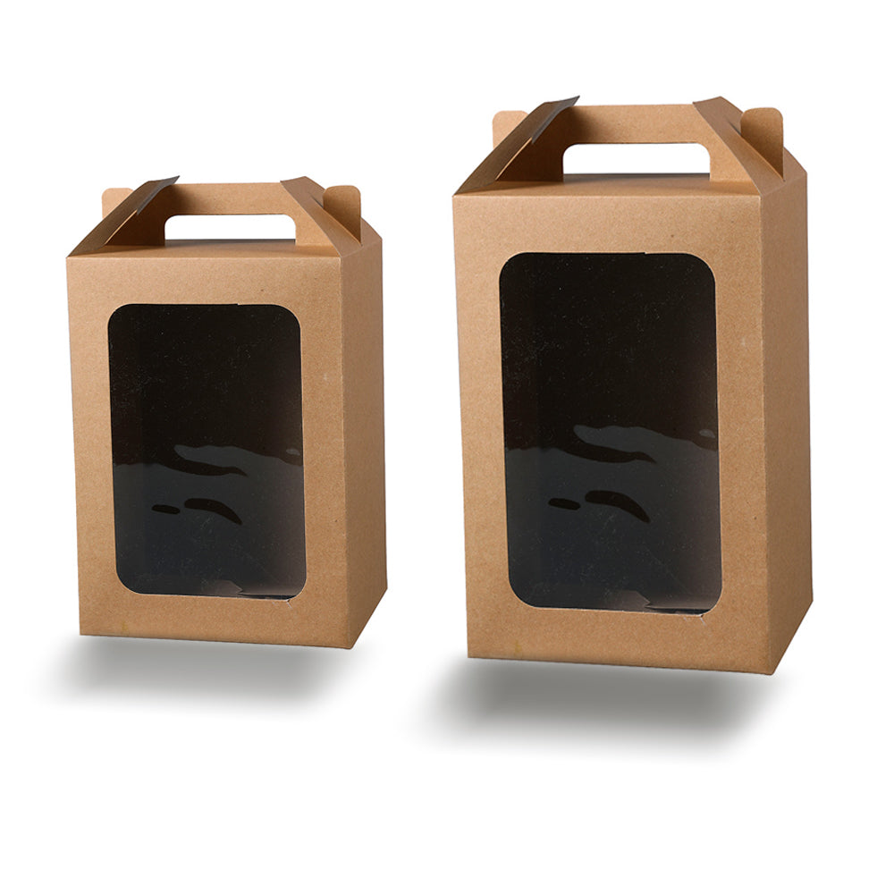 BIOZOYG Scatole Pasticceria Compostabili 600ml - 250 Pezzi Con Finestra In PLA, 11,8x11,8x4cm, Marrone