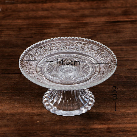 Piatto da Portata con Alzatina in Vetro Decorato – Ø14,5 cm x H7.5 cm – Perfetto per Dolci, Confetti, Bomboniere e Frutta
