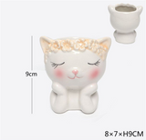 vaso decorativo in ceramica a forma di gattino – piccolo vaso 9x8 cm per piante grasse