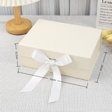 Scatola Regalo di Lusso con Coperchio Magnetico, Box Rigido 33 * 25 * 12.5cm con Nastro Colore Avorio
