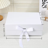 Scatola Regalo di Lusso con Coperchio Magnetico, Box Rigido 33 * 25 * 12.5cm con Nastro Colore Bianco