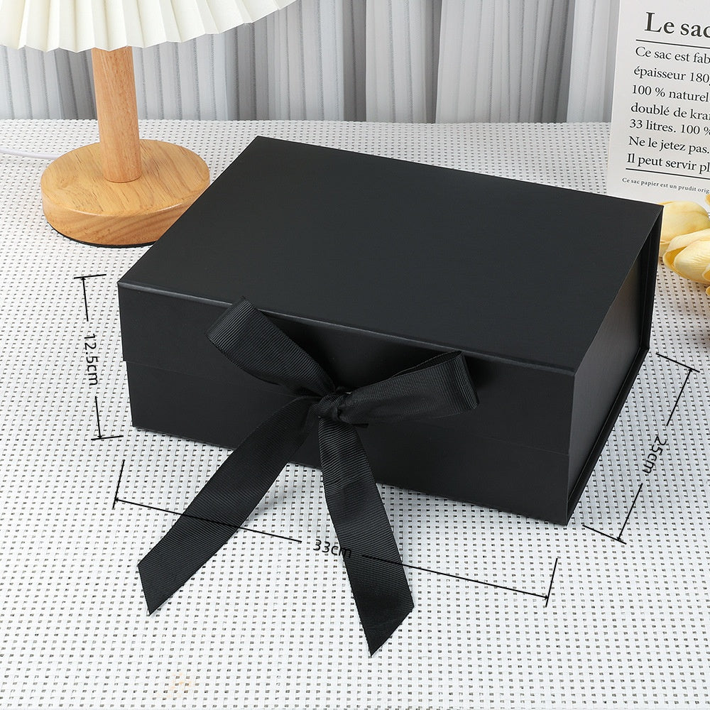Scatola Regalo di Lusso con Coperchio Magnetico, Box Rigido 33 * 25 * 12.5cm con Nastro Colore Nero