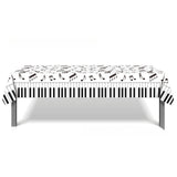 Tovaglia Musicale con Motivo Pianoforte, 130 x 220 cm, Rettangolare, Plastificata, Impermeabile, Bianco e Nero