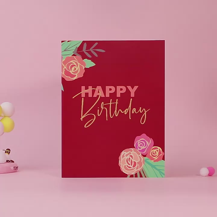 Biglietto di auguri di compleanno pop-up 3D con numeri fai da te, Torta decorata con rose