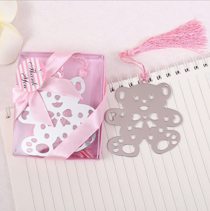 Segnalibro Orso rosa con Nappe Scatola