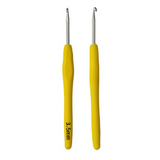 Uncinetto Ergonomico in Alluminio con impugnatura in gomma morbida, Misure (2/2.5/3/3.5/4/4.5/5/5.5/6 mm), Crochet Hook per Maglia e Filati