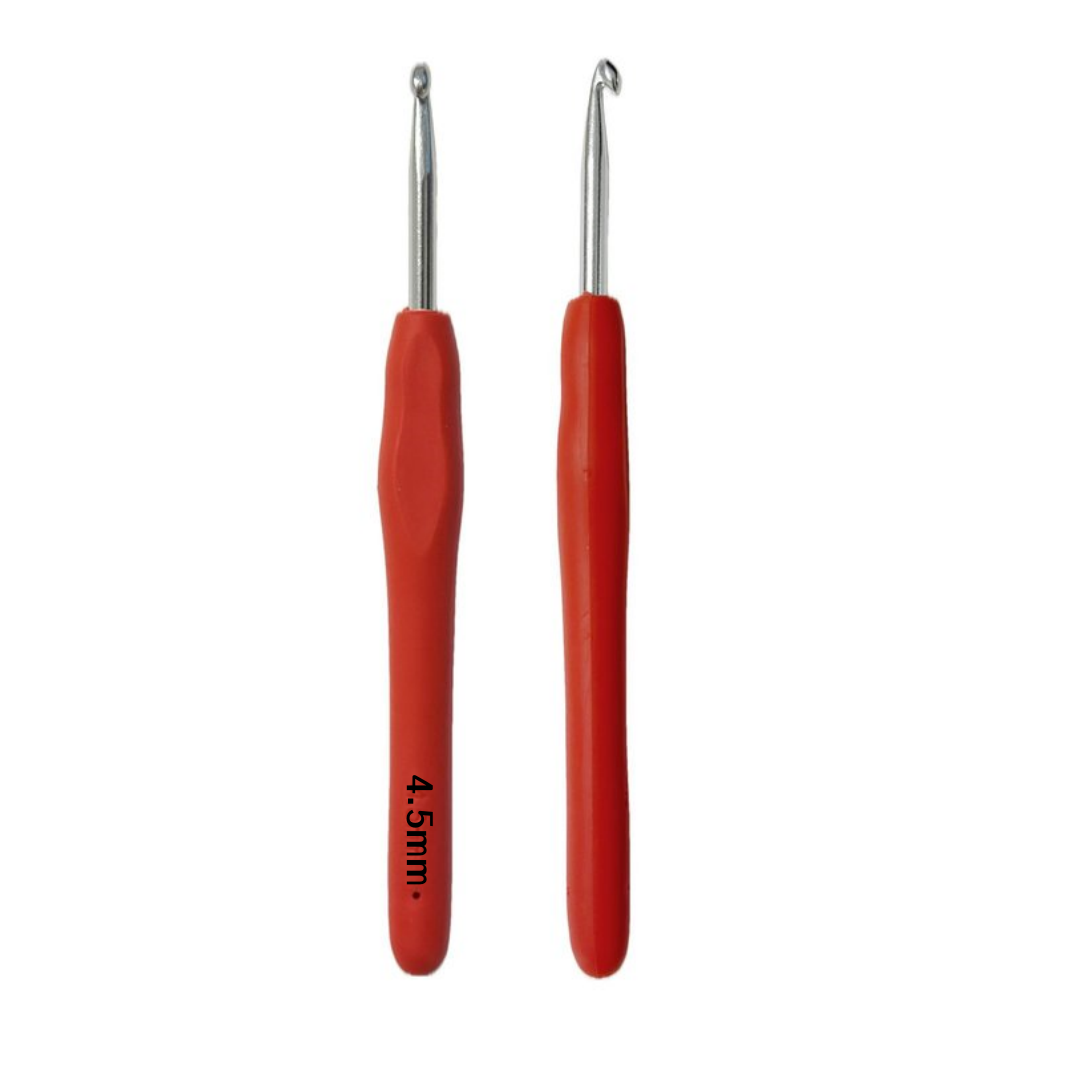 Uncinetto Ergonomico in Alluminio con impugnatura in gomma morbida, Misure (2/2.5/3/3.5/4/4.5/5/5.5/6 mm), Crochet Hook per Maglia e Filati